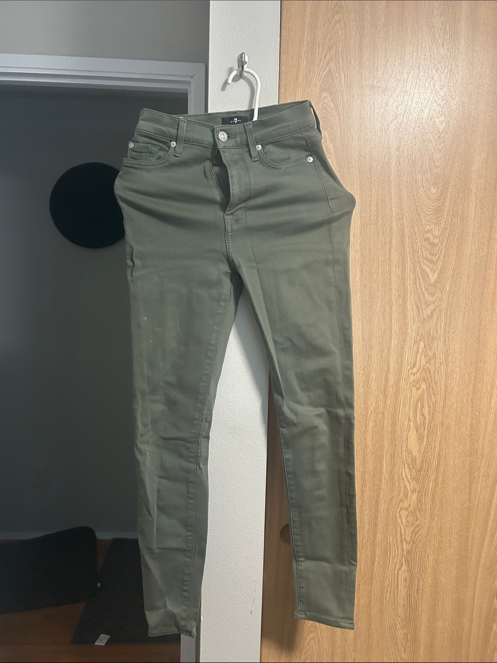 7 For All Mankind Olive Green Skinny Jeans